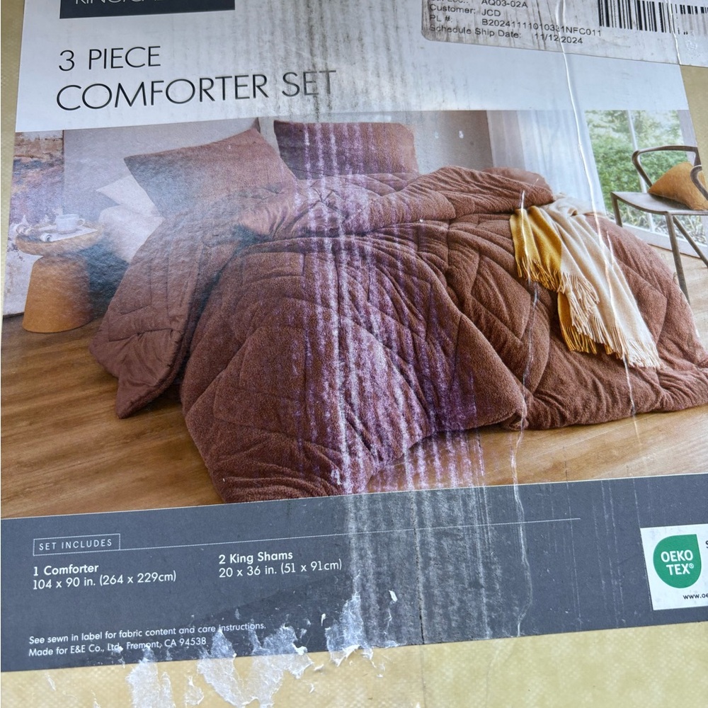 Cozy Brown Quilted Comforter Set - Picture 2 of 4